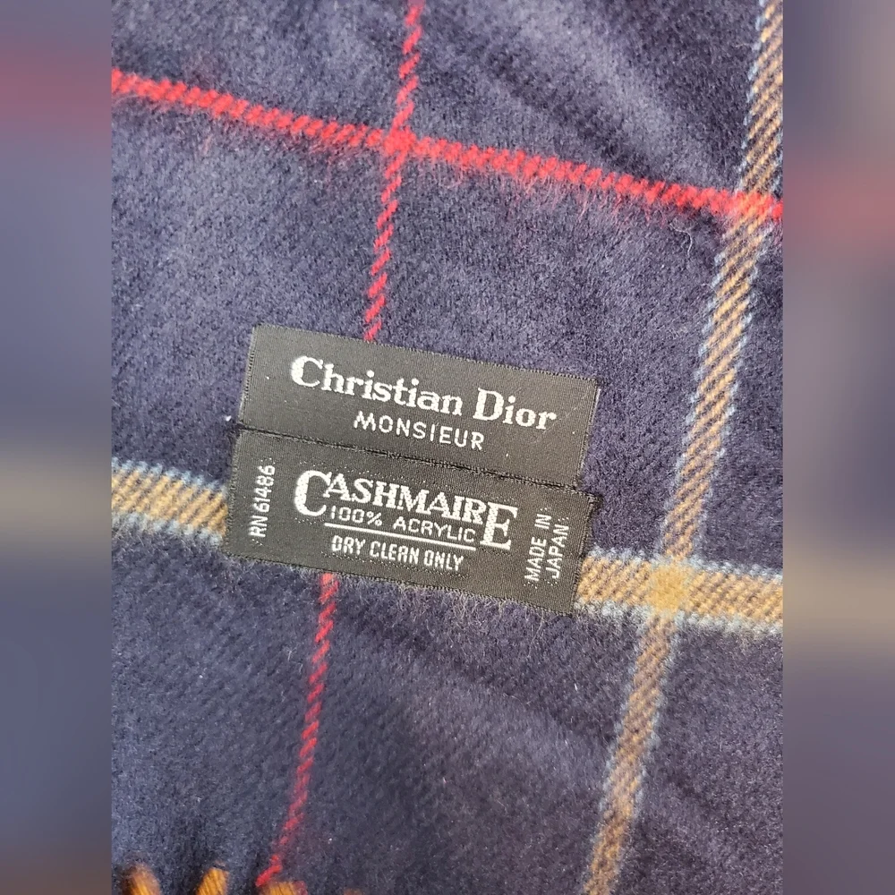 Christian Dior Plaid Cashmaire Scarf Made In Japan Multicolor